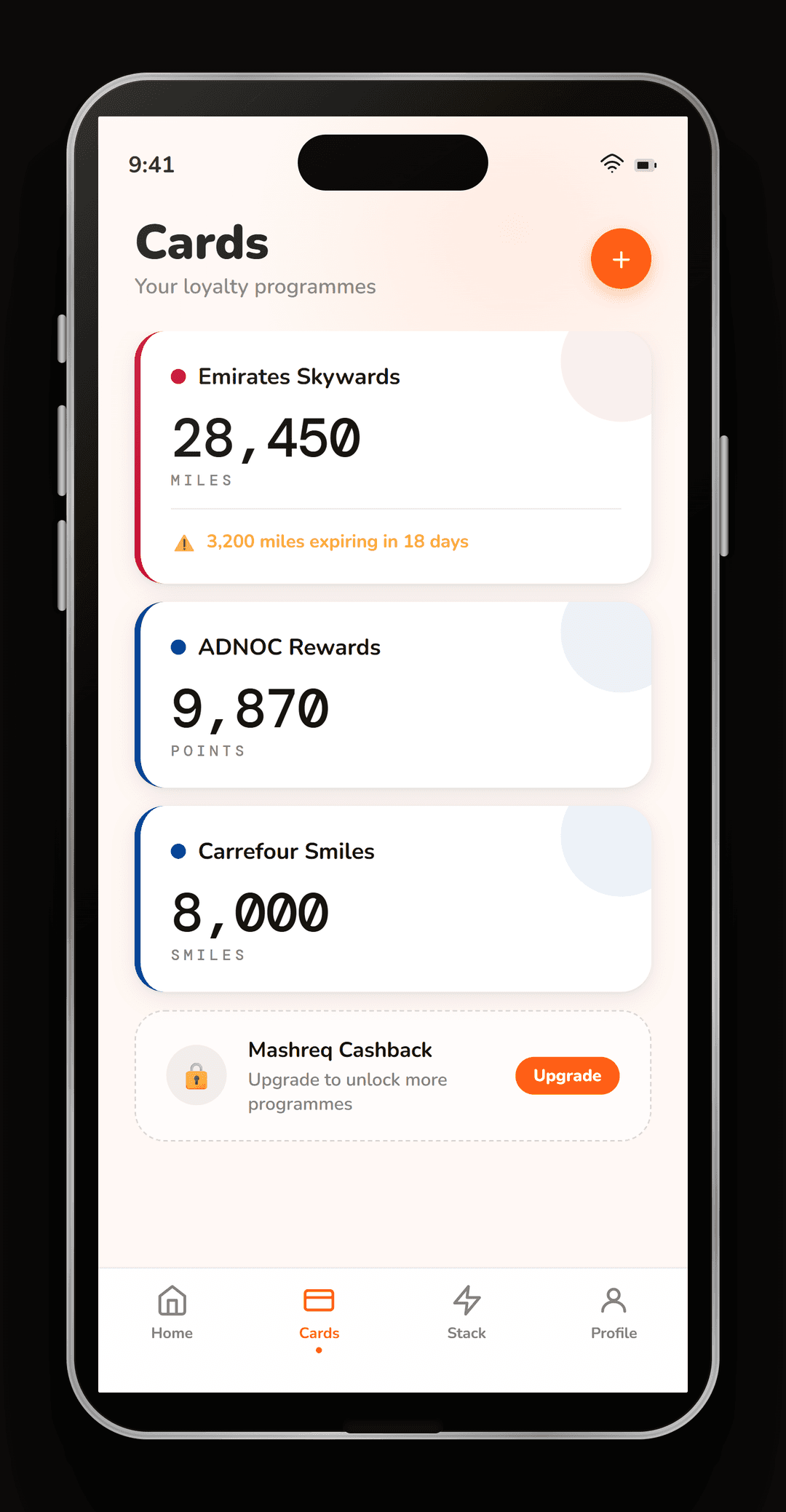 MYLO app: Your Cards